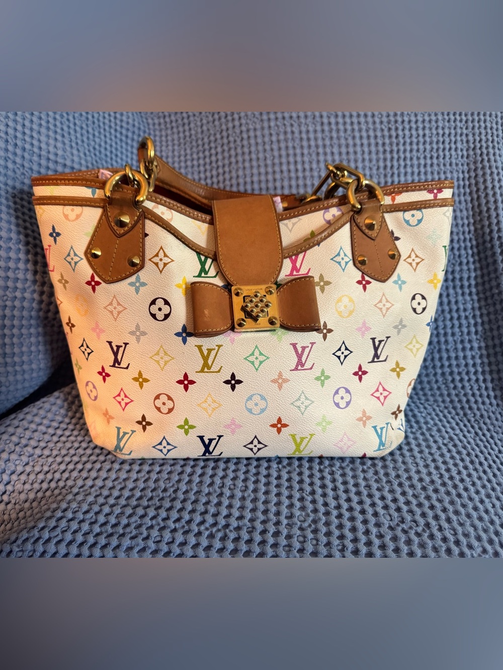 Louis Vuitton Multicolor Monogram Canvas Shoulder Bag with Bow Accent